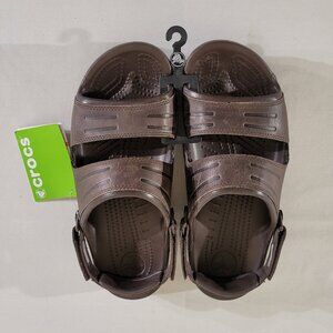 New CROCS Mens US 11 / EUR 45 Yukon Two-Strap Leather Sandals Mahogany NWT